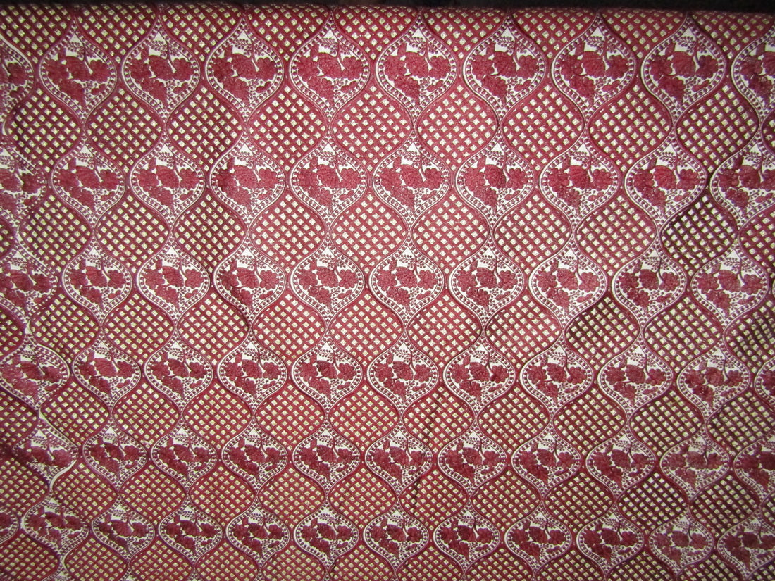 Brocade Fabric EMBROIDERED WINE X METALIC GOLD color 44&quot;