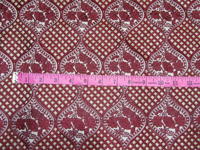Brocade Fabric EMBROIDERED WINE X METALIC GOLD color 44&quot;