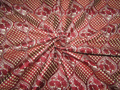 Brocade Fabric EMBROIDERED WINE X METALIC GOLD color 44&quot;