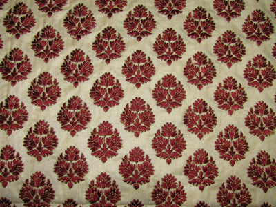 Brocade Fabric EMBROIDERED WINE X METALIC GOLD color 44&quot;