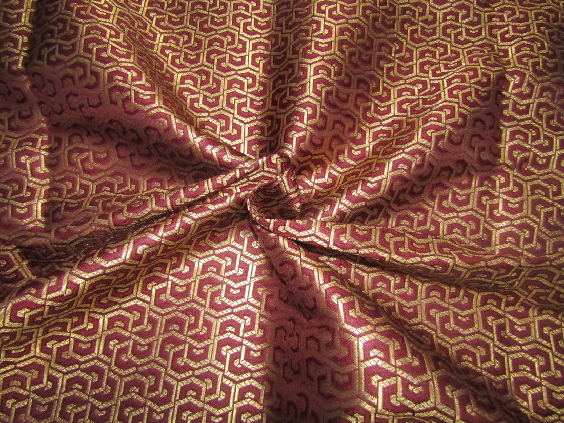 Silk Brocade Fabric wine x metallic gold 44" wide BRO702[2]