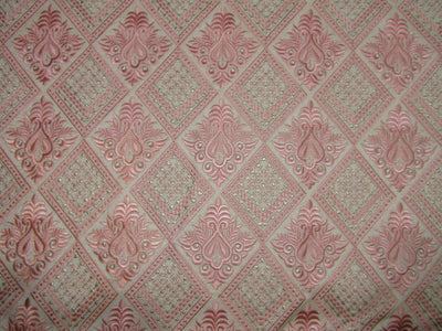 Silk Brocade Fabric classy baby pink embroidered with a hint of gold color 44" wide BRO703[4]