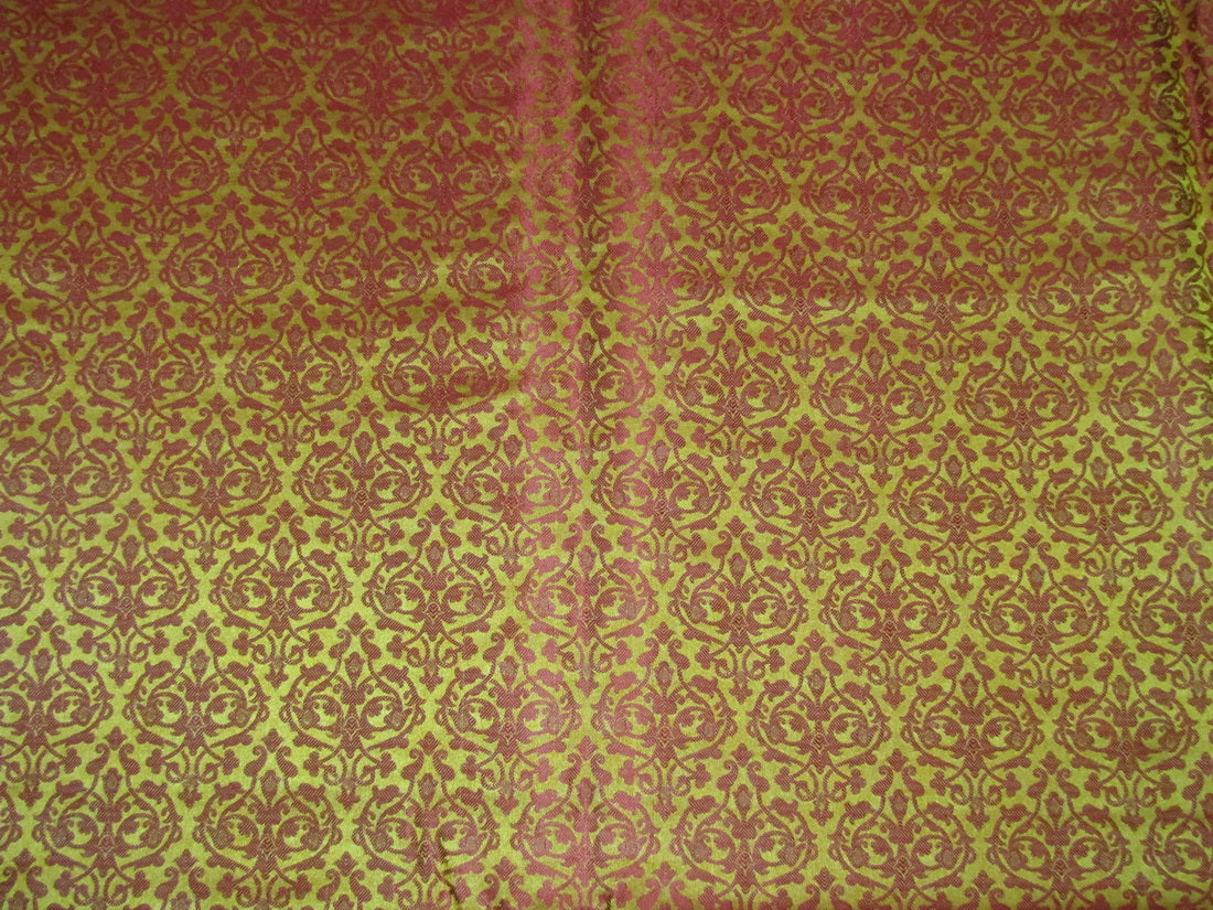 Silk Brocade Fabric mustard gold x wine 44" wide BRO703[3]