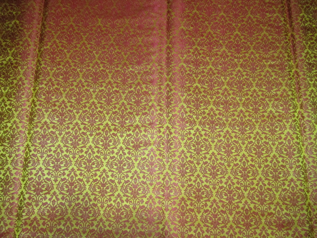 Silk Brocade Fabric mustard gold x wine 44" wide BRO703[3]