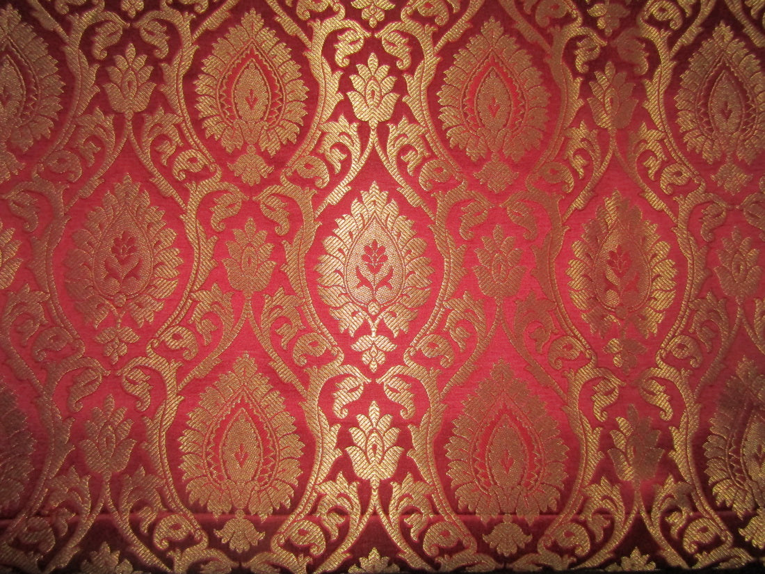 Silk Brocade Fabric red x metallic gold 44" wide BRO705[2]
