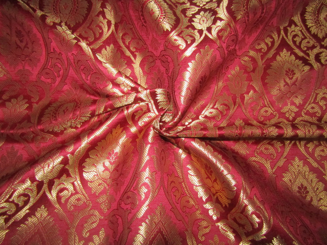 Silk Brocade Fabric red x metallic gold 44" wide BRO705[2]