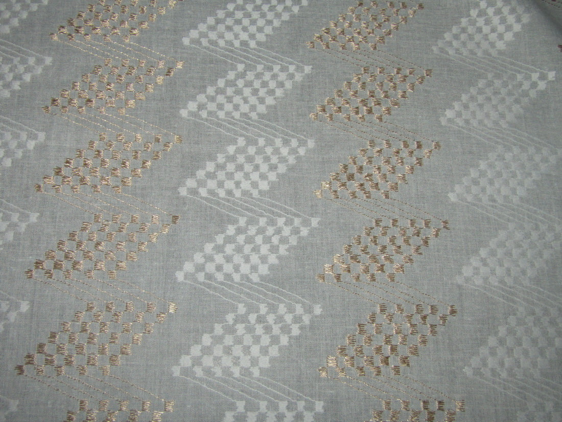 White cotton metallic jacquard fabric 44'' wide [11140]