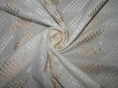 White cotton metallic jacquard fabric 44'' wide [11140]