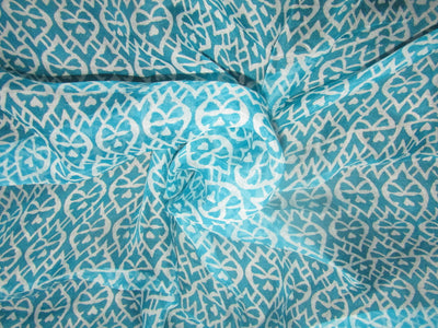 Organza printed leheriya shades of blue color 44" wide [11136]