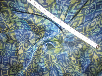 organza printed leheriya blue and yellow color 44" wide [11133]