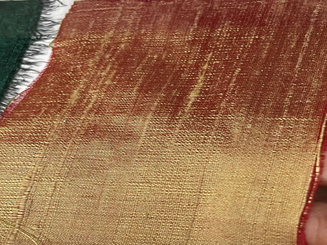 100% pure silk dupioni golden  x red 108" wide with slubs MM106[2]