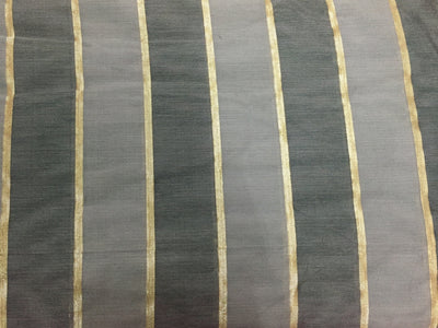 Cotton Chanderi fabric with shade of Silver x gold lurex stripe 44'' wide