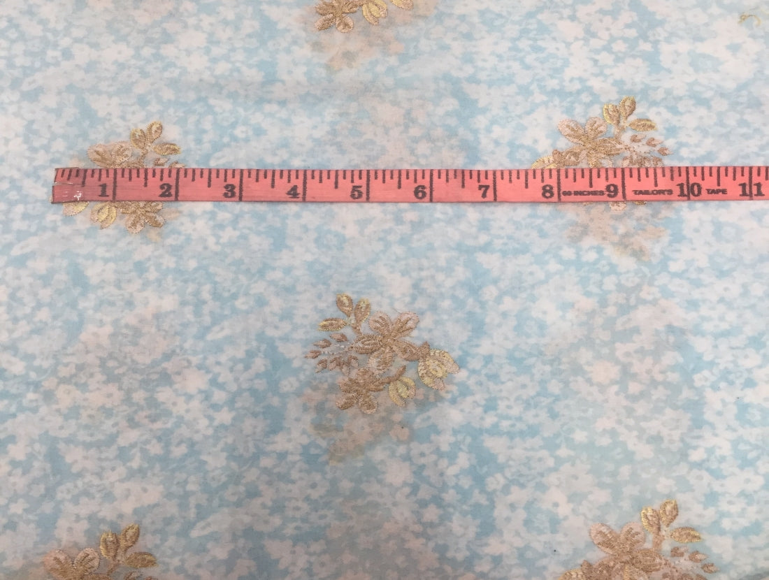 Cotton Voile Fabric with Floral Embroidered motifs ~ 44'' wide by the yard