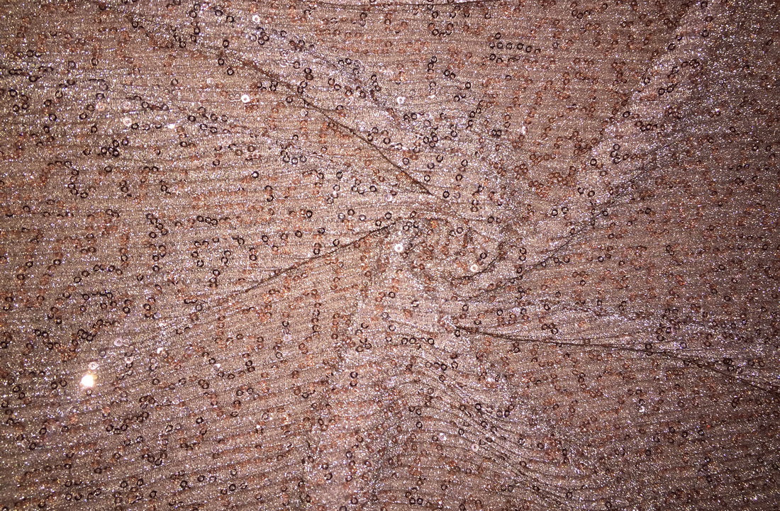 Lycra Net Fabric with SEQUENCE Rose gold color 58'' Wide