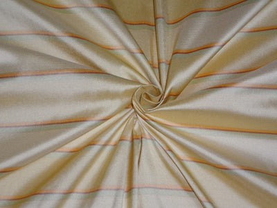100% SILK DUPIONI FABRIC Red,Orange,Light Gold & Green COLOUR Stripes 54" wide DUP#S52[4]