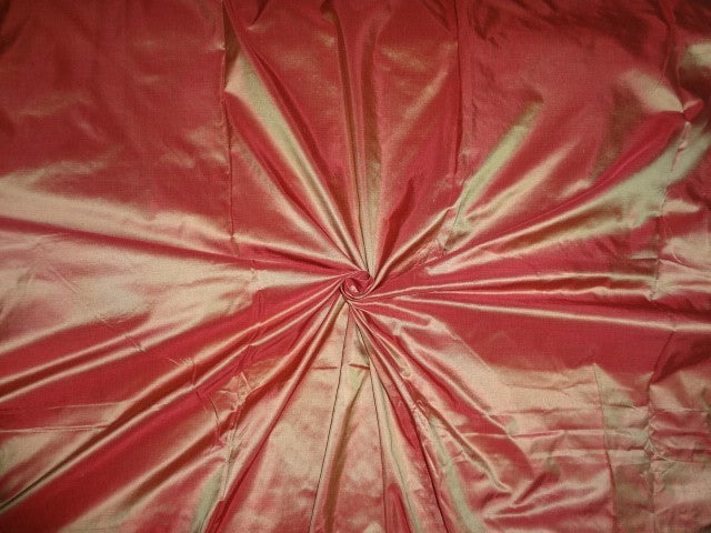SILK TAFFETA FABRIC Iridescent Deep Red x Gold Shot colour 54" wide TAF219[2]