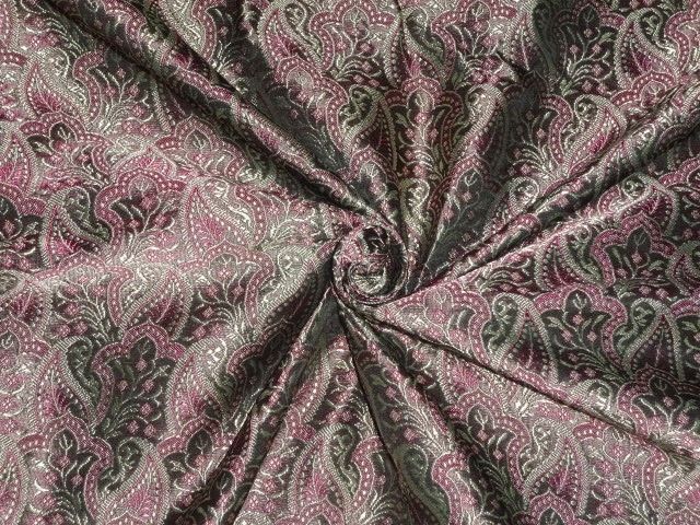 Silk Brocade fabric Pink, Light Gold & Black Color 44" wide BRO308[2]