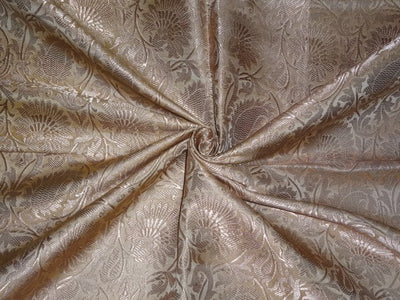 Pure Heavy Silk Brocade Fabric Light Gold &amp; Metallic Gold &amp; 44" wide BRO76[4]