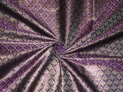 SILK BROCADE FABRIC Bronze/GOLD, Purple & Black color 44" wide BRO281[4]