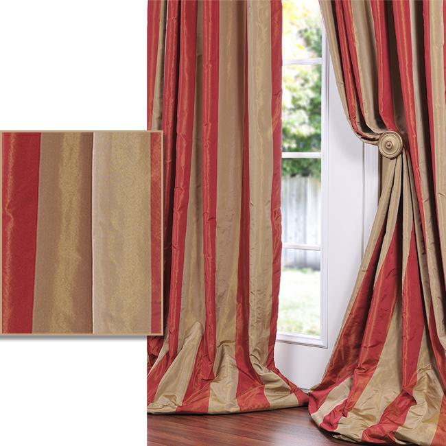 Silk taffeta large stripes salmon beige 54" wide TAF#S38