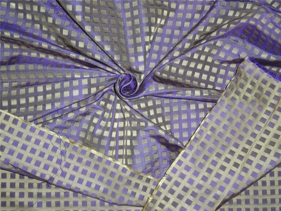 100% silk tafetta plaids lilac and light gold 1.15 yards TAFC53[6]