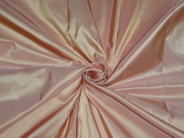 100% PURE SILK TAFFETA FABRIC IRIDESCENT CANDY PINK LIGHT GOLD 54" wide TAF247