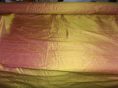 100% pure silk dupion fabric mustard x pink colour 54" wide with slubs MM34[3]
