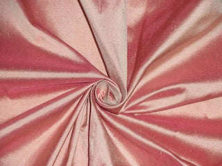 Pure SILK DUPIONI FABRIC Pink x Golden Cream colour