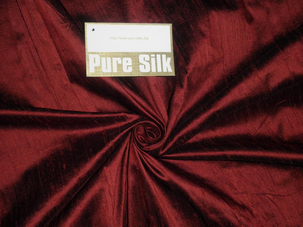 Pure SILK DUPIONI FABRIC Deep Red x Black Shot colour