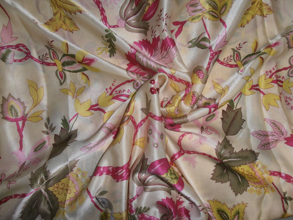 JAPANESE SATIN PRINTED FABRIC 44&quot;~ FLORAL[6889]