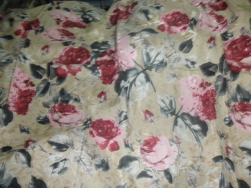 japanese satin printed fabric 44&quot;~big floral[2754]