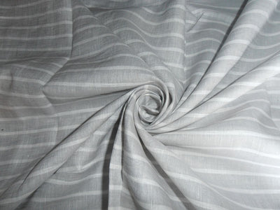 100% Linen Grey Silver and White stripe Fabric 54" wide [6906]