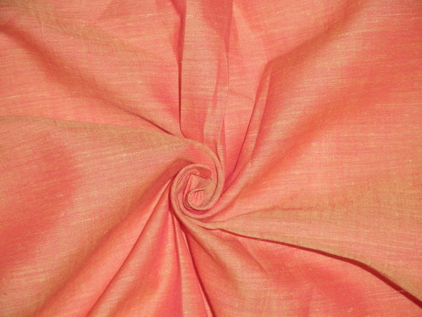 Two tone linen fabric {iridescent} firefly orange x pink colour 54" wide [4412]