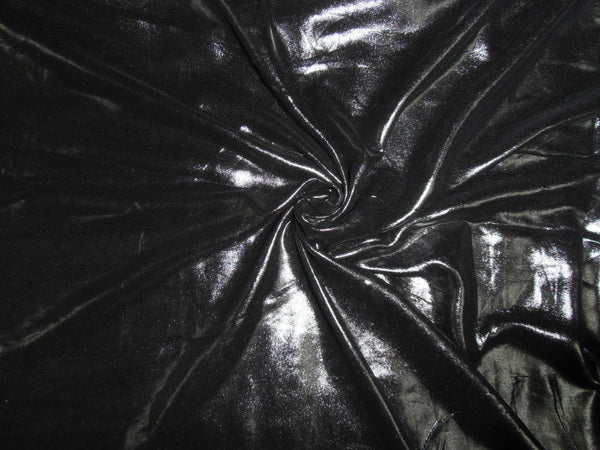 silver black foil printed polyester georgette semi sheer fabric 44" wide [5787]