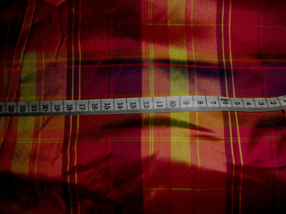 SILK DUPIONI Multi Color Silk Plaids Fabric 54&quot; wide - The Fabric Factory