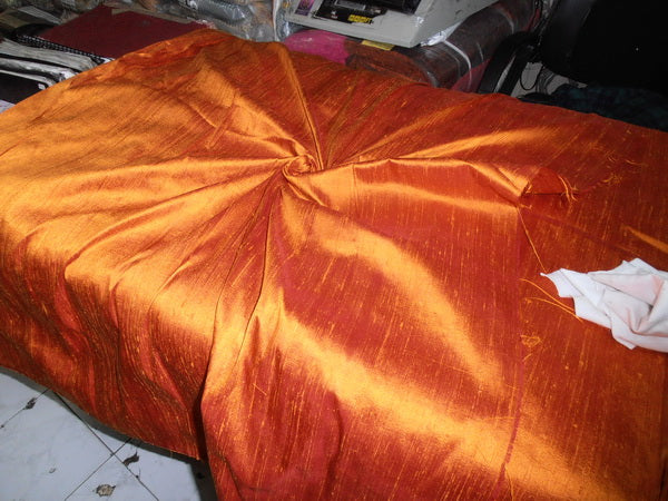 100% Pure SILK Dupion FABRIC Burnt Orange colour 54" wide with slubs MM13[5]