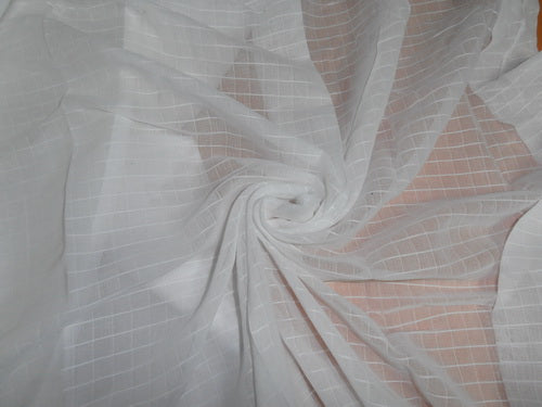 WHITE COTTON VOILE 58" WIDE / plaid/dobby [4507]