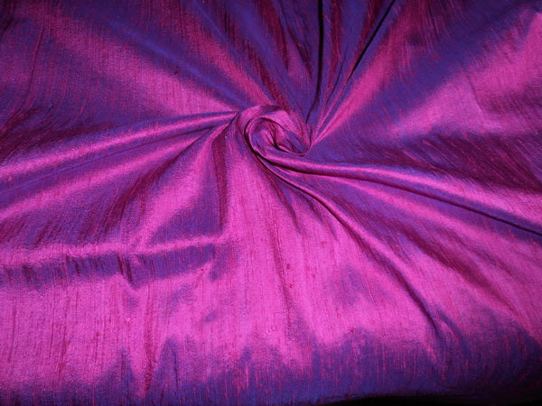 100% PURE SILK DUPIONI FABRIC eggplant x red COLOR 54" wide WITH SLUBS MM3A[6]