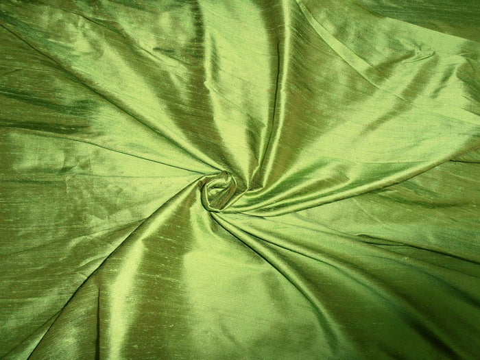 100% Pure SILK Dupioni FABRIC Grass green colour 54" wide with slubs MM12[12]