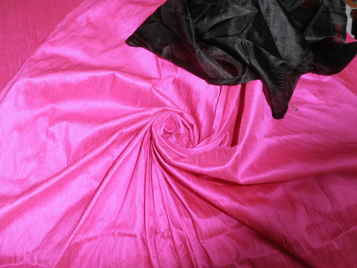100% Pure SILK Dupioni FABRIC fluorescent pink colour 54" wide with slubs dupbin/fp54