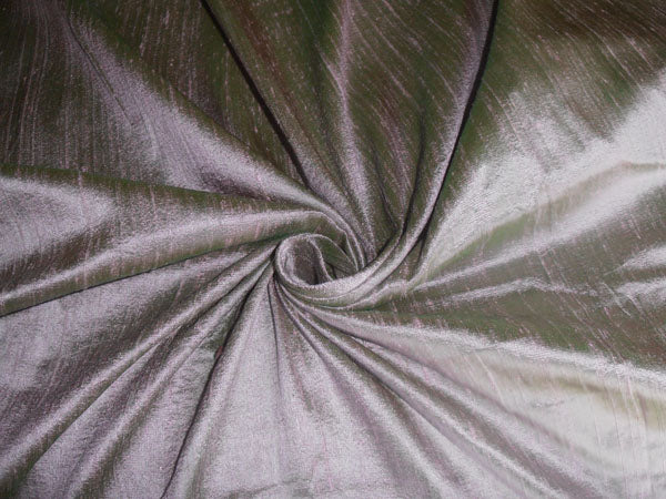 100% PURE SILK DUPIONI FABRIC GREEN X PINK colour 54" wide WITH SLUBS MM36[3]