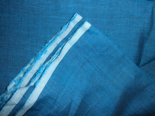 two tone linen fabric {iridescent} turquoise blue x black colour 54" wide [3137]