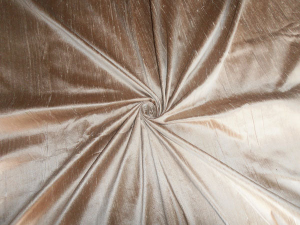 100% PURE SILK DUPIONI FABRIC IRIDESCENT GOLDEN BROWN colour 54" wide WITH SLUBS MM44[5]
