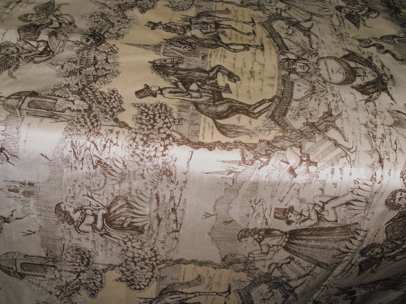 Silk Dupioni Fabric printed & olden days nostalgia 54" wide b2#101[nv]107