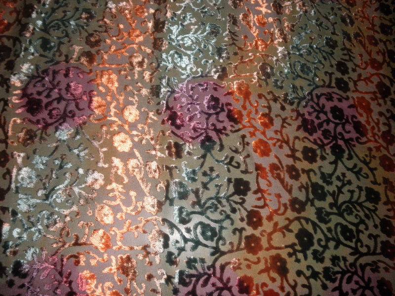 Multi Color Devore Polyester Viscose Burnout Velvet fabric ~ 44&quot; wide.