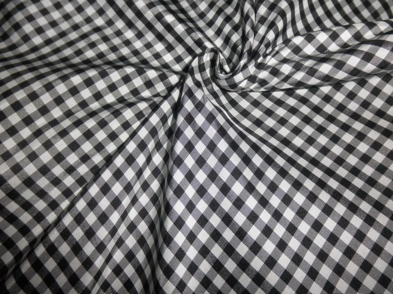 Silk taffeta black / white plaids 54" wide TAF#C1[6]