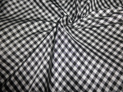 Silk taffeta black / white plaids 54" wide TAF#C1[6]