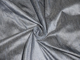 Pure SILK Dupioni FABRIC Greyish Silver with Blue shot color 54&quot;