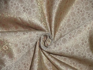 Spun Silk Brocade fabric Gold,Brown &amp; Metallic Gold Color