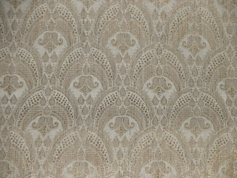 Silk Brocade Fabric Gold metallic & Creamy Ivory color 44" wide BRO205[5]